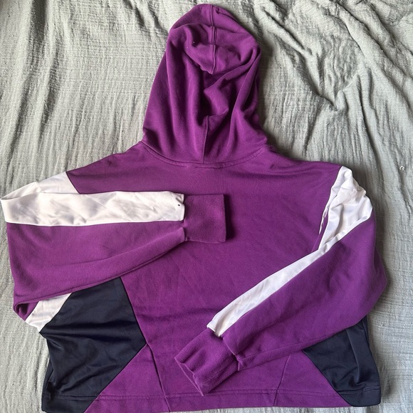 Adidas Women's‎ Bold Purple Cropped Hoodie Vibrant 90s Vintage - Picture 10 of 11